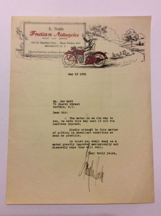 Indian Motorcycle Dealer Letter Old Antique Vintage 3