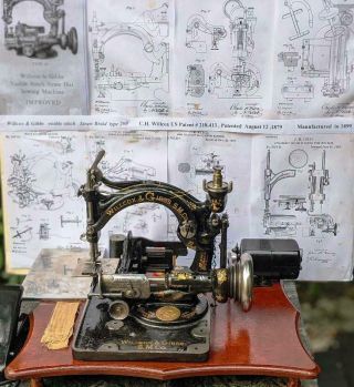 Antique Willcox&gibbs Type 200 Straw Braid Sewing Machine,  Iron Base,  1899
