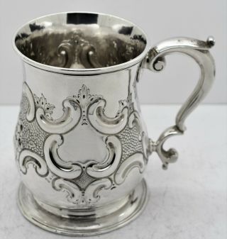 George Ii Solid Silver Heavily Repoussed Pint Mug/tankard.  Whipham 1750.  349gram