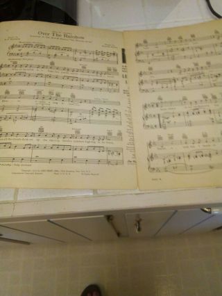 Wizard Of Oz “Over The Rainbow” 1939 Sheet Music.  Vintage. 2