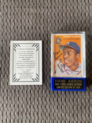 1954 Topps Hank Aaron Signed Card Reprint 1456of 1954 Autographed Auto