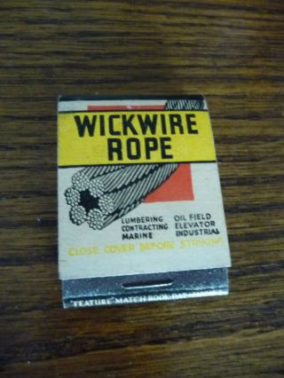 Vintage Advertising Wickwire Spencer Steel Co Rope Lion Feature Matchbook