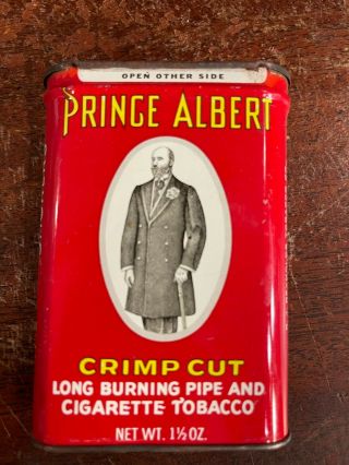 Vintage Prince Albert Pipe And Cigarette Tobacco Tin - Crimp Cut Hinge Top