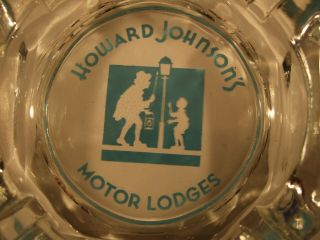 Vintage HOWARD JOHNSON ' S MOTOR LODGES Glass Advertising Ashtray 2