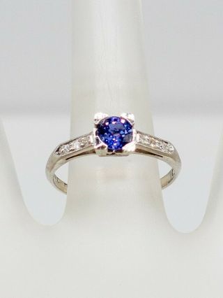 Antique 1930s Deco $4000 1ct Natural No Heat Blue Sapphire Diamond Platinum Ring