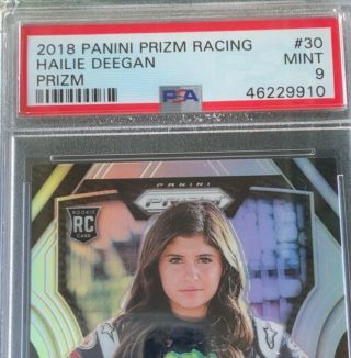 2018 Panini Prizm Racing Hailie Deegan SILVER Rookie Card 30 RC PSA 9 3