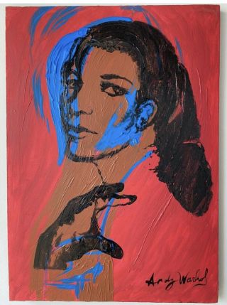 Andy Warhol American Artist Oil Painting On Canvas Unframed 19.  5 X 27.  5”