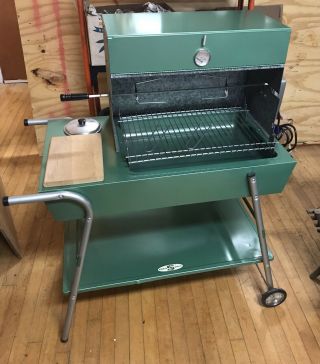 1960s Vintage Structo Bbq Wagon Charcoal Rotisserie Grill Metallic Green