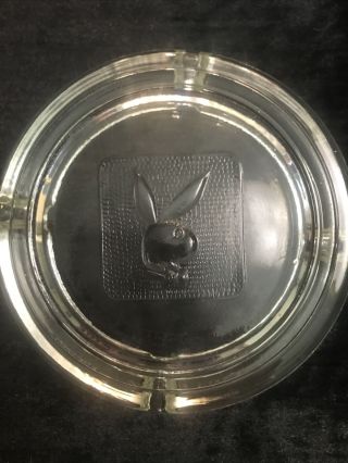 Vintage 1970’s Playboy Club Glass Embossed Bunny Ashtray 4 " Diameter