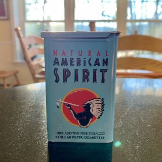 Natural American Spirit Empty Cigarette Collectors Tin; Blue Slide Top
