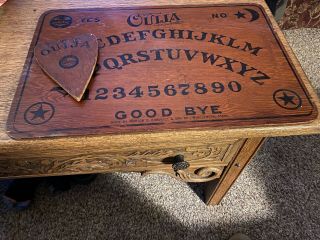 Antique Wooden Ouija Board With Planchette Unique Old Vintage Talking Board Wow