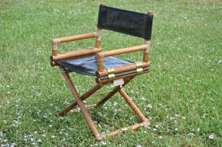 1950’s Vintage McGuire Bamboo,  Brass,  and Leather Folding “Director ' s Chair” 2