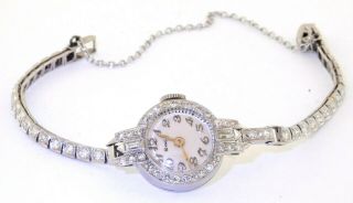 Antique Platinum Elegant 1.  66ct Vs Diamond Ladies Mechanical Watch