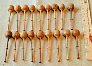 18 Vintage Wooden Bobbin Lace Making Bobbins Aprox.  22 To 25 Mm Round & Oval