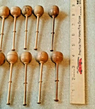18 vintage wooden bobbin lace making bobbins aprox.  22 to 25 mm round & oval 2
