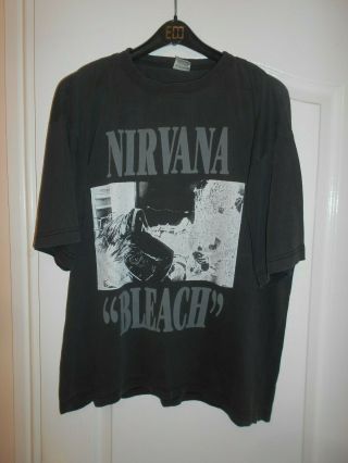 Vintage Nirvana Bleach T Shirt 100 Cotton Black L Large Early 90 