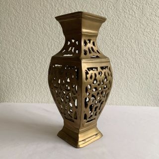 Vintage Brass Urn Vase Cutout Design Bohemian Home Table Decor India