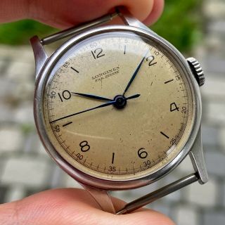 Vintage 33.  5mm Longines Calatrava 5891 - 4 Central Second Steel Watch Cal.  12.  68n