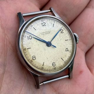Vintage 33.  5mm LONGINES Calatrava 5891 - 4 Central Second Steel Watch Cal.  12.  68N 2