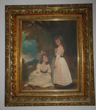 Vintage Denunzio Oil Painting In Stunning 19th C.  Deep Wood And Gilt Gesso Frame