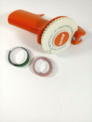 Vintage Astro Label Maker 3/8 " Orange Plastic Embossing Tape Labelmaker