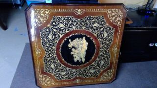 Vintage Italian Inlaid Gaming Table With Chairs