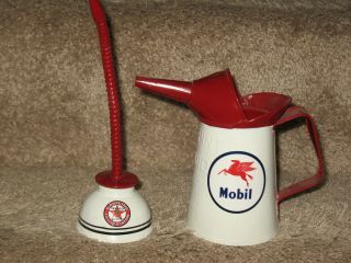 2 Vintage Oil Cans - Mobil And Texaco