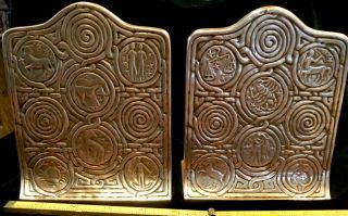 Antique Tiffany Studios York 1091 Zodiac Pattern Bronze Bookends: Original❗️