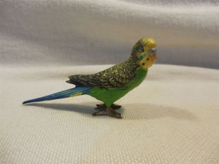 Vintage Cast Metal Lead Green Blue Parrot Figurine 1 1/2 " Tall