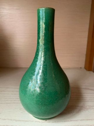 Antique Chinese Green - Glazed Crackle Porcelain Vase 19c
