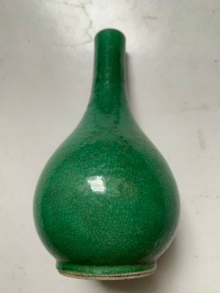 Antique Chinese Green - Glazed Crackle Porcelain Vase 19C 4