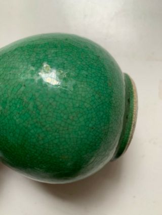 Antique Chinese Green - Glazed Crackle Porcelain Vase 19C 5