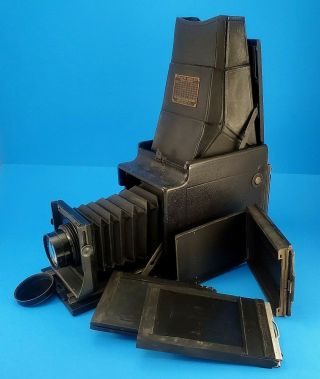 Antique Camera R.  B Auto Graflex Bellows Camera 3.  25 X 4.  25 Bausch & Lomb Lens