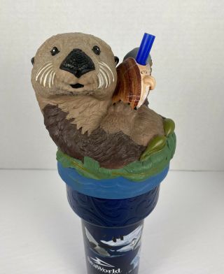 Seaworld Otter Tumbler Cup Vintage Souvenir 2001 Sea World Topper Thermos 3d 13”