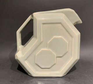 Vintage Alamo Pottery Gray Art Deco Geometric Octagon Design Water Pitcher 759