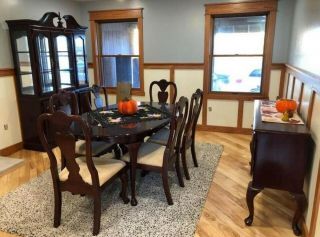 6 Person Antique Dining Room Table Set,  China Cabinet,  And Buffet Table