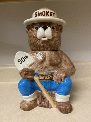 Vintage 1994 50th Anniversery Smokey The Bear Cookie Jar Treasure Craft