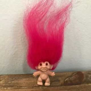 1960s 1.  5 " Vintage Scandia House Pencil Topper Troll Doll W/beautiful Mohair