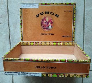 PUNCH GRAN PURO - SESENTA - WOOD CIGAR BOX Guitar – Clock - Jewelry - Coin Box 2