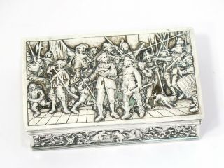 4 3/8 In - European Silver Antique Dutch Musketeers Box