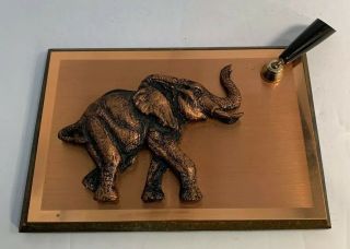 Vintage Copperama 3d Copper Elephant Desk Top Pen Holder Made In South Africa