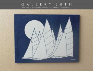 Cool Mid Century Modern Marushka Sailboat Tapestry Vtg Art 60 