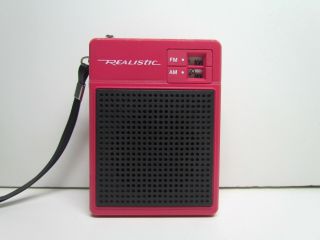 VTG Realistic Pink Pocket Transistor Radio AM FM Dial Flavoradio w/ Wrist Strap 3