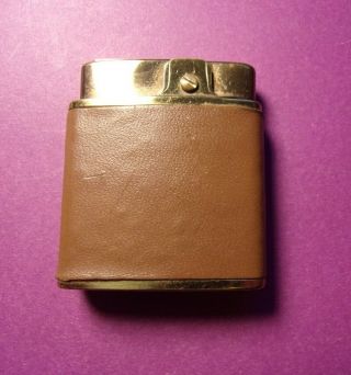 Vintage Prince Gardner Cigarette Lighter,  Leather Covered Gold Toned Brass 2