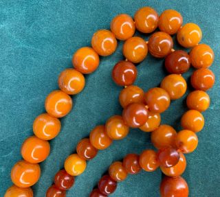 TIBETAN CHINESE ROUND ANTIQUE BUTTERSCOTCH BALTIC AMBER BEADS NECKLACE 26 GRAMS 3