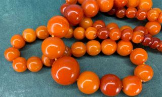 TIBETAN CHINESE ROUND ANTIQUE BUTTERSCOTCH BALTIC AMBER BEADS NECKLACE 26 GRAMS 6