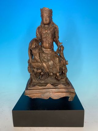 Quality Chinese Carved Bronze Qing Period Antique Buddha Statue On Stand