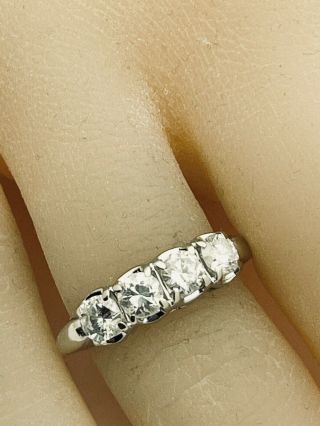 Antique 14k White Gold 1.  00ct Old Cut Natural Mined Diamond Band