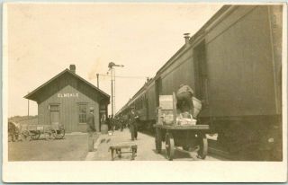Vintage 1910s Elmdale Kansas Rppc Photo Postcard Santa Depot Train Scene
