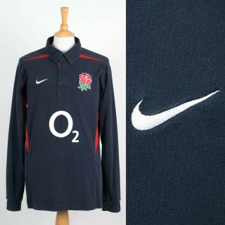 Mens Vintage Nike England Rugby Shirt Urgby Union O2 Sponsor Extra Large Xl